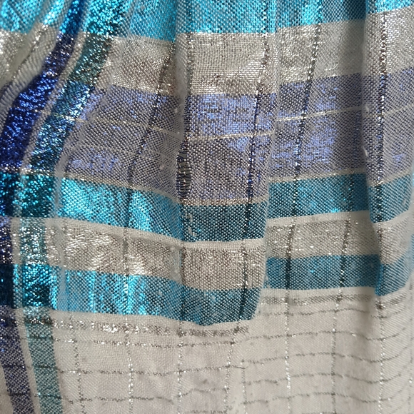 Free People Dress Women's Size Medium Blue Plaid Metallic Barcelona Boho Hippie - Picture 8 of 11